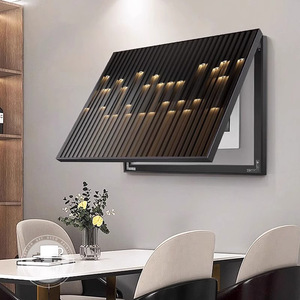 Cuadro Decorativo Eléctrico Minimalista Moderno, Marco de Aleación de Aluminio Negro, Patrón Abstracto con Retroiluminación, Arte de Pared - Product Image 3