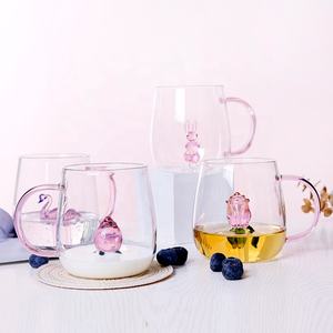 Neuankömmling 3D Neuheit Tier pflanze in Glas Kaffeetasse Niedliche Trinkgläser Milch becher mit farbigem Griff - Product Image 4