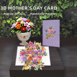<span class=keywords><strong>Carte</strong></span> de vœux créative 3D pop-up pour la fête des mères, les anniversaires et le Nouvel An, en papier verni UV, <span class=keywords><strong>cadeau</strong></span> fait main, bouquet de fleurs de carnation - Product Image 2