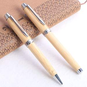 Ensemble de stylos à bille en bambou en gros, pointe de 0,5 mm, encre noire, emballage en boîte cadeau, stylo publicitaire promotionnel - Product Image 3