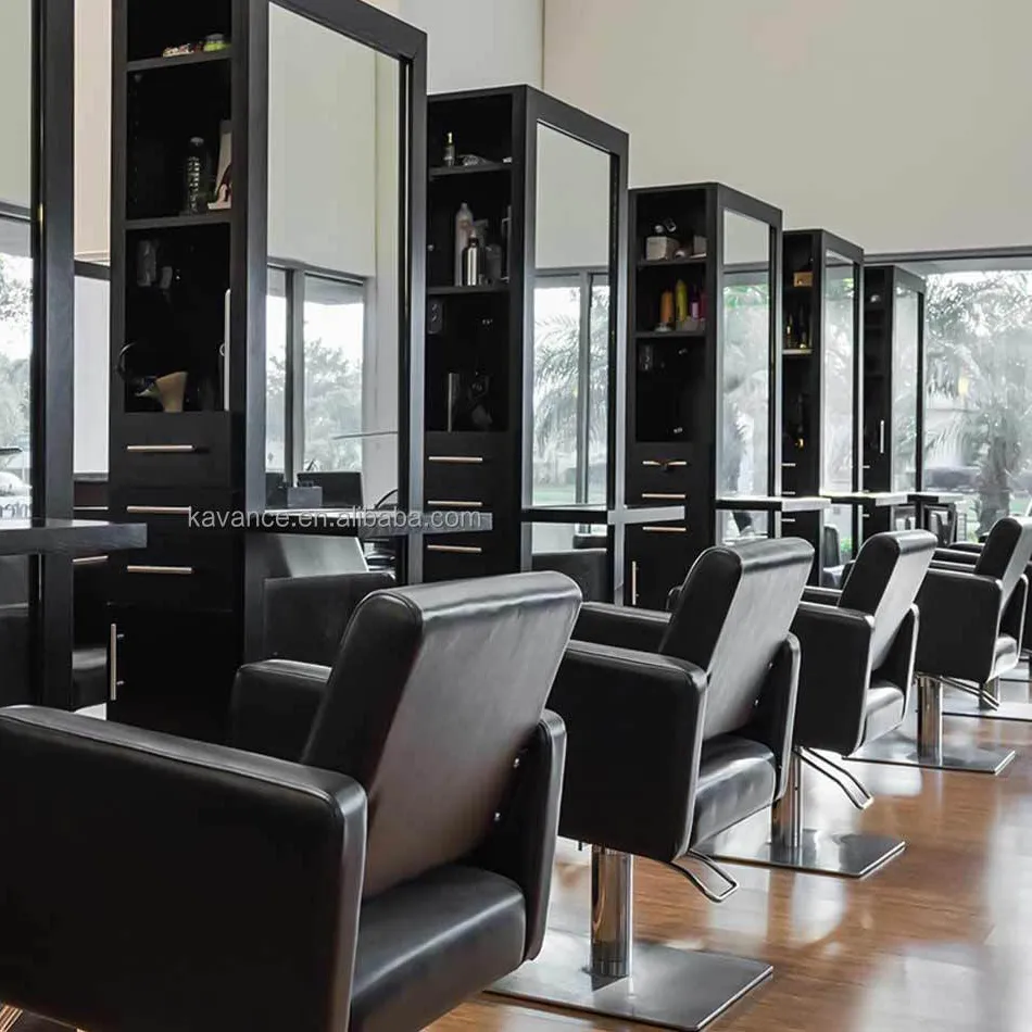 Modern Style Barber Shop Möbel Doppelseite Schwarzlicht Salon Friseur Dekorativer Spiegel Für Salon Mit Schublade