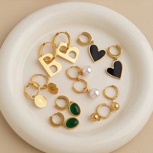 批发散装时尚耳环防过敏Bijoux Femme防水不锈钢饰品箍心形吊坠耳环