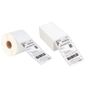 Groothandel Custom Gestanst Barcode Roll Zelfklevende A4 A6 Waterdichte Direct Thermische Sticker Papier Verzending Label 100X150mm