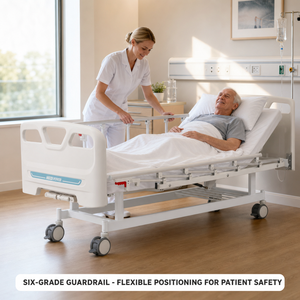 <span class=keywords><strong>Letto</strong></span> Ospedaliero Manuale Multifunzione con Schienale Regolabile e Collegamento Ginocchio, <span class=keywords><strong>Letto</strong></span> Medico con Sponda in Alluminio a Sei Livelli <span class=keywords><strong>per</strong></span> Anziani (Pflegebett) - Product Image 5