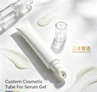 Tubo de Plástico Vacío para Crema de Ojos con 5 Capas de Material LDPE, Aplicador de Cerámica, Cabeza de Masaje y Tapa de Rosca para Uso Cosmético