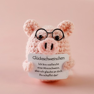 Cerdo Adornos de dibujos animados lindos Hilo Crochet Producto terminado Expresiones divertidas Tarjeta de energía positiva Muñeca Linda - Product Image 4