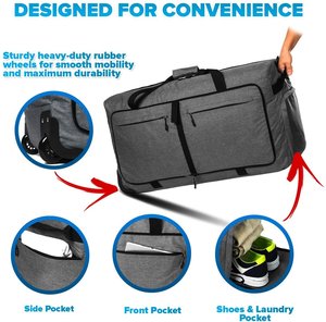 Bolsa de lona con ruedas personalizada Equipaje-100L Bolsa de lona con ruedas grande Bolsa de lona plegable de <span class=keywords><strong>30</strong></span> pulgadas para viajes - Product Image 3