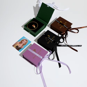 Custom Logo Printed Jewelry <b>Gift</b> <b>Boxes</b> With Ribbon Tie Closure For Rings <b>Earrings</b> And Small Jewelry - Product Image 4