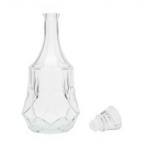 Carafe en verre de cristal facetté de luxe 750 ml avec bouchon en liège du Shandong pour XO, brandy, whisky – Fournisseur d'usine – Personnalisable