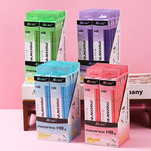 Crayons triangulaires en bois tendre HB avec gomme, corps noir, logo personnalisé, boîte en <span class=keywords><strong>papier</strong></span> de 12 pièces - Product Image 1