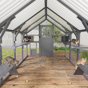 Extra Large Catio Outdoor <strong>Cat</strong> Enclosure Walk-in Pet House <strong>for</strong> Multiple <strong>Cats</strong> <strong>Run</strong> Cage Bridges PVC Roof Weatherproof Insulated All - Product Image 3