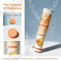 AegleWell Gluta Plus Vitamine C Comprimés Effervescents Saveur Orange 500mg L-Glutathion Vitamine C 20 Comprimés Super Éclaircissant pour la Peau