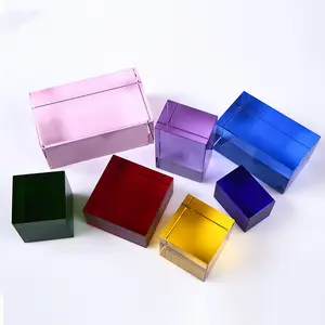 New Clear Cut Blank Crystal Cube K9 Crystal Blocks Multicolor Rectangle Glass Custom Black Crystal