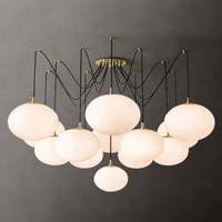 Luminaire suspendu LED anti-éblouissement à hauteur réglable, forme de globe en cuivre, abat-jour en marbre d'albâtre, pour salon, restaurant, bar, usage domestique