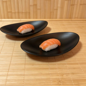 Assiette ovale en mélamine noire incassable pour salade, avec logo personnalisé, prix d'usine, pour restaurant - Product Image 1