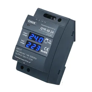 CHUX New Din Rail 60w 24V DC Digital Display Switching Power Supply Ultra Slim SMPS With Screen For LED Strip
