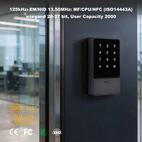 Keypad Sentuh dengan Lampu Latar Pengontrol Akses Mandiri Anti-Passback Output Wiegand 26-37 Bit RFID IP65 untuk Pintu Masuk Apartemen