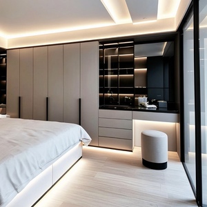 Balom Factory Direct, armoire sur mesure industrielle haut de gamme, dressing avec structure métallique et panneaux à lattes pour chambre à coucher - Product Image 4