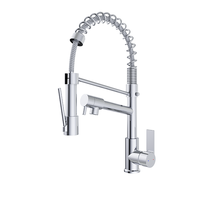 Robinet de cuisine moderne multifonctionnel flexible à ressort, extractible, en acier inoxydable, monocommande, avec cartouche céramique, pour montage sur plan.