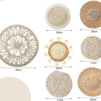 10 Pack Nouveau Design Créatif Seagrass Tissé À La Main Tissé Rotin Osier Tentures Murales Tapisserie Décorations Murales pour La Maison De Luxe