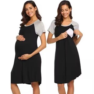 Camisón de lactancia <span class=keywords><strong>Maternidad</strong></span> Cremallera Vestidos Enfermería <span class=keywords><strong>Hospital</strong></span> Bata Embarazo Pijamas Mujeres embarazadas Vestido - Product Image 3