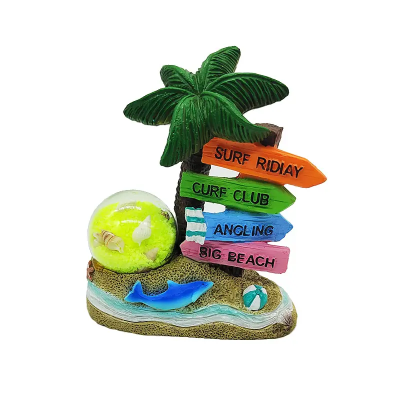 Palem pantai Florida Liburan pulau tropis pohon palem Jamaika Magnet kulkas dekorasi suvenir turis 3D tangan dicat kerajinan resin