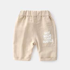 Shorts de plage pour enfants, imprimés lettres, en lin/coton, respirants, séchage rapide, été - Product Image 4