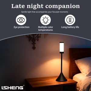 Lámpara de Escritorio de Hierro Más Vendida, Diseño Moderno de Base Cónica, LED Simple y Ecológico con Control Táctil para Iluminación Ambiental, Mesita de Noche, Hotel - Product Image 5