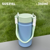 Botella de Agua de Acero Inoxidable 316 de 350 ml con Asa, Ecológica, para Auto, Oficina, Niños, Camping, Venta al Por Mayor
