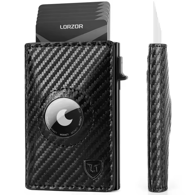 THUMBS-UP Genuine Bifold Leather Smart Wallet RFID Blocking Pop up Magnetic Aluminum Card Holder Wallet