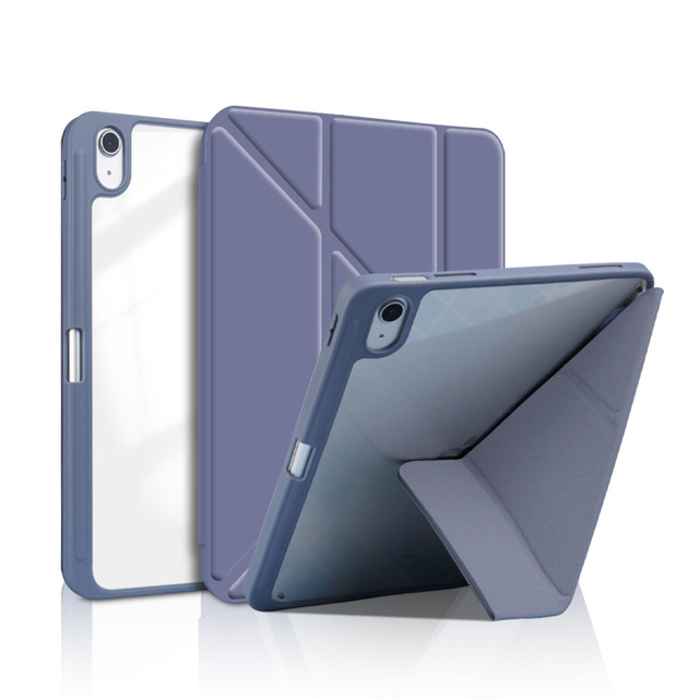 Transformable Y-Fold Leather Smart Case for iPad Air 5th/6th Gen Pro 11 Acrylic Hard Shell Protective Silicon Compatible