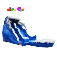 Toboggan aquatique gonflable en forme de dauphin avec piscine, prix d'usine, grands toboggans aquatiques Justfun à vendre
