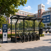 Verzinkter Stahl Fahrrad-Aufbewahrungsschuppen Outdoor-Fahrradparkplatz-Überdachung Metall-Fahrradgarage Farbig