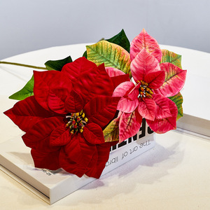 Spectacle de simulation de fleurs de Noël poinsettia Fleur de Noël décoration de mariage fleur de simulation - Product Image 1