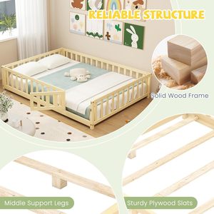 Camas de Madera Portátiles para Bebés al por Mayor, Cama Individual de Madera para Niños Pequeños, Protección Contra Caídas, Marco de Listones, Cama Montessori para el Suelo - Product Image 5