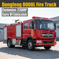 Truk Pemadam Kebakaran Dongfeng 8000L Baru 230HP 4x2 Euro VI untuk Pemadam Kebakaran Pemerintah Kota Pabrik Asia Tenggara