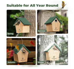 Luxe Solide Motif En Bois Caméra Moineau Amour Grands Oiseaux Pet Nid Boîte Élégante Cage Maison - Product Image 5