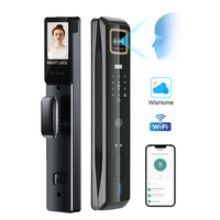 Kunci Pintu Digital Biometrik Sidik Jari 3D Pengenal Wajah Kamera Pintar untuk Pintu Kayu, Aplikasi Wishome, Harga Pabrik