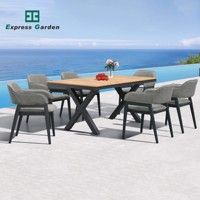 Ensemble de meubles d'extérieur Express Garden, table moderne en aluminium, légère et durable, chaise et table pour dîner en plein air, villa
