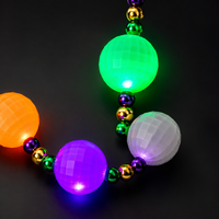 Collier à 6 perles de 42 pouces, perles blanches facettées, collier lumineux LED coloré pour le carnaval de Mardi Gras