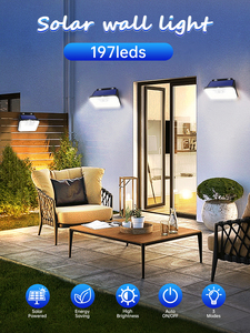 Paquete de 2 Lámparas Solares con Sensor de Movimiento de 197 LED, Impermeables IP65, Inalámbricas, Z-Wave, para Jardín, Valla, Pared Exterior, 3 Modos, CA 5000K, Luz Diurna - Product Image 6