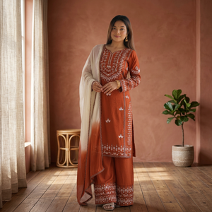 Women Embroidered <b>Top</b>&bottom Set With Full Heavy <b>Sequin</b> Work Ankle Length Loose Fit Traditional Indian Pakistani Clothing - Product Image 1