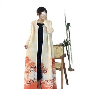 Abaya d'hiver modeste imprimée, longue robe plissée pour femme, style moyen-oriental, robe de soirée Dubaï - Product Image 3