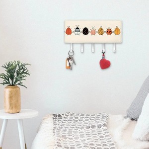 Porte-clés mural au design mignon en forme de insecte, organisateur de rangement multifonction rectangulaire pour la maison et la chambre des enfants - Product Image 5