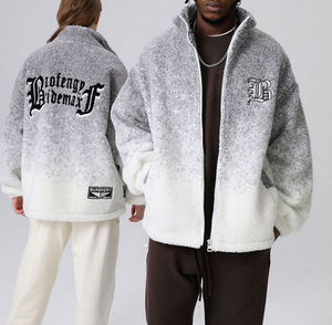 Vêtements d'hiver chauds veste polaire pour hommes mode <span class=keywords><strong>Ombre</strong></span> broderie Logo doublé vêtements pour hommes veste Stand décontracté personnalisé tissé - Product Image 1