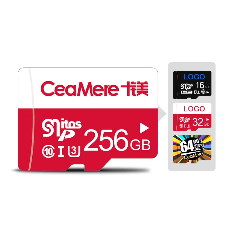 Ceamere 오리지널 화이트 레드 마이크로 Memorias TF 카드 16GB C10 U3 TF 8GB 32GB 64GB 128GB 256GB 마이크로 플래시 메모리 카드 16GB