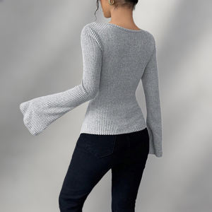 Maglione da donna lavorato <span class=keywords><strong>a</strong></span> <span class=keywords><strong>maglia</strong></span> transfrontaliero, lungo, casual, comodo, <span class=keywords><strong>con</strong></span> spalle scoperte e maniche <span class=keywords><strong>a</strong></span> farfalla, moderno, tinta unita, versatile - Product Image 4