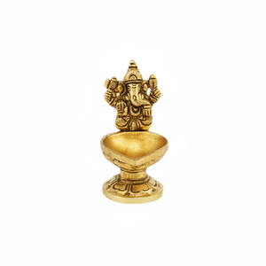 SHUBHAM Brass Ganesh Diya for Puja | Pooja Aarti Deepak Deepam <b>Oil</b> <b>Lamp</b> for Home Temple Puja Articles Decor Gifts 3 inches - Product Image 1