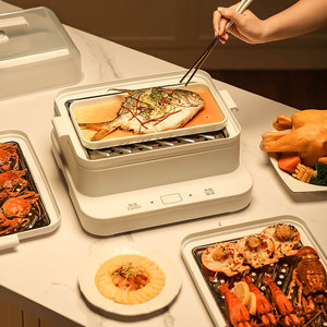 เครื่องนึ่งอาหารระบบสัมผัสอัจฉริยะ3ชั้นทรงสี่เหลี่ยมผืนผ้าอุปกรณ์ทำอาหารเพื่อสุขภาพสำหรับใช้ในครัวเรือนและโรงแรม - Product Image 4