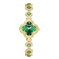 Montre à quartz pour femme trèfle à quatre feuilles, bijoux en calcédoine, lumineuse, étanche 30M, boîtier métallique, mouvement japonais MIYOTA - Grande Vente